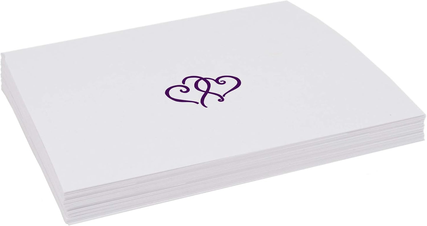 Linked Hearts Place Cards, Eggplant (Choose Color), Set of 60, Pre-cut and Scored - Wedding, Party, Dinner, and Special Events - Made in the USA