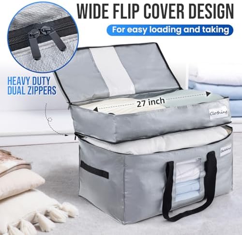 TAILI 2 Tier Moving Bags,2 Pack Silver Storage Bags with Visible Window - Image 2