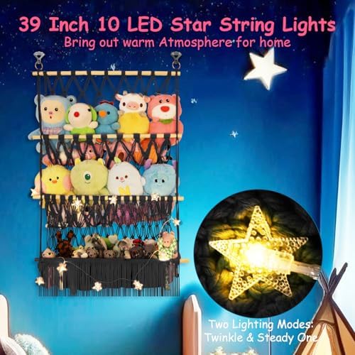 3 Tier Stuffed Animal Shelf Net, 24x39'' Large Stuffy Storage,Black - Image 5