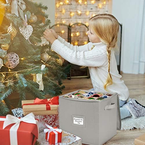 HOLDN’ STORAGE Christmas Ornament Storage Box - Christmas Decor Storage Containers that Store up to 64 – 3” x 3” Holiday Xmas Ornaments – Adjustable Compartment To Fit Many Sizes Ornaments – Grey. - Image 2