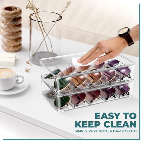 Sorbus Sunglasses Organizer - Plastic Stackable Eyeglass Case Storage Organizer for Multiple Glasses - Reading Glasses - Image 3