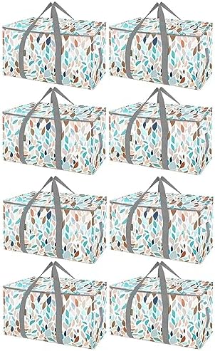 BALEINE 8-Pack Oversized Moving Bags with Reinforced Handles, Heavy-Duty Storage Tote for Clothes, Moving Supplies (Mosaic, 8-Pack) by BALEINE