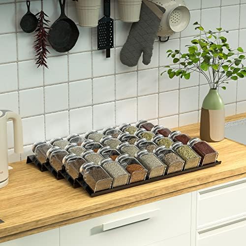 Sezanrpt Acrylic Spice Drawer Organizer Rack Adjustable From 12 Inch to 24 Inch Wide, 4 Tier Spice Organizer Shelf for Kitchen Drawer Display, Kitchen Spice Rack Tray for Drawer - Image 5