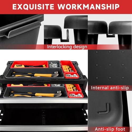 Tool Box Organizer Tray, 60 PCS & 5 Sizes, Black and Red - Image 5