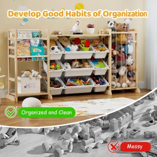 65" Large Toy Storage Organizer with Bookshelf and Stuffed Animal Storage - Image 6