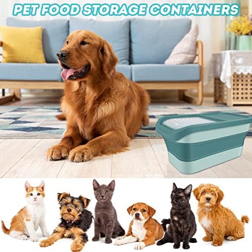 Pet Food Storage Containers, Collapsible Dog Food Container with Sliding Lid,13lb Cat Food Storage with Measuring Cup & Scoop, Plastic Dog Food Bin（green） - Image 7