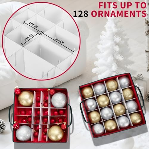 Christmas Ornament Storage Box With 8 Removable Trays for 128 Ball,RED - Image 3
