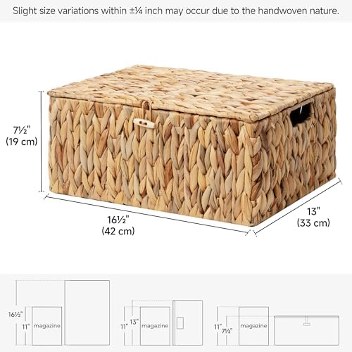 StorageWorks Wicker Basket with Lid, Storage Baskets with Lids, Hyacinth - Image 2