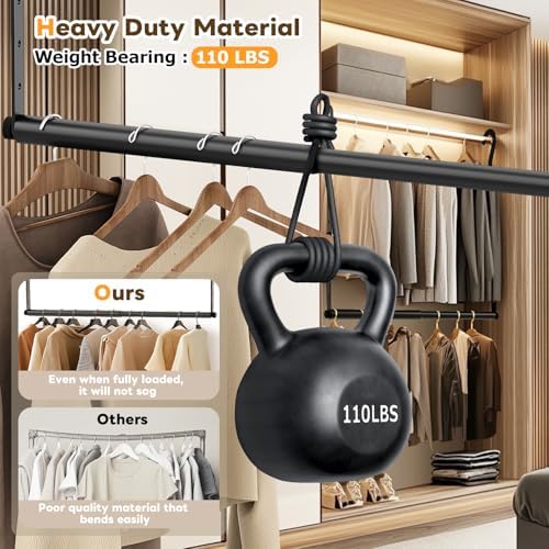 Mavivegue 2 Pack Adjustable Closet Rods for Hanging Clothes - Image 3