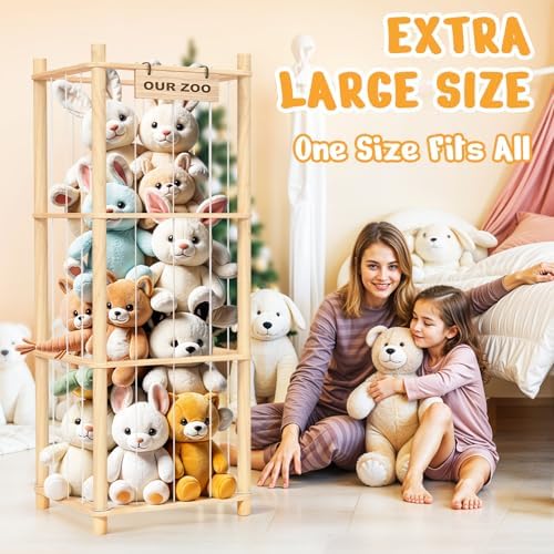 Woodure Stuffed Animal Storage & Organizer, Wooden Toy Holder Zoo for Kids - Image 5