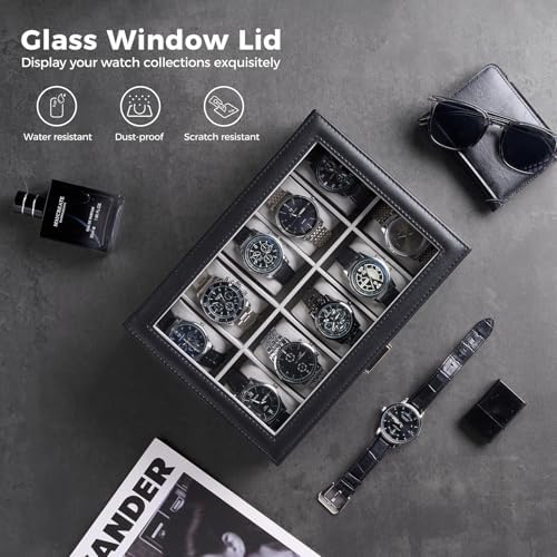 ProCase Watch Box, 10 Slot Mens Watch Display Case, Black - Image 4