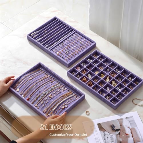 Large Velvet Jewelry Tray Display Drawer Inserts 2 Pack - Image 3