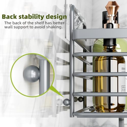 Yougai Dark Gray Shower Shelves, Bathroom Organizers and Storage - Image 5