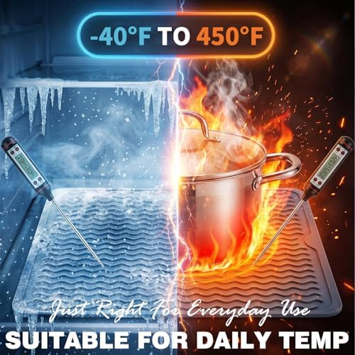 2 Pack Caketime Silicone Dish Drying Mat for Kitchen Counter Multiple Usage for Baking Cooking Under Sink Appliances Pioneer Woman Stuff 12"x12" - Image 5