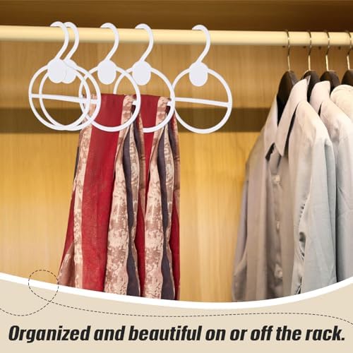 FoldTier 50 Pcs Scarf Hanger Plastic Holder Organizer Space Saving Scarf Organizer Clothes Hanger for Scarves Headscarves Clothing Sorting Storing (White) - Image 5
