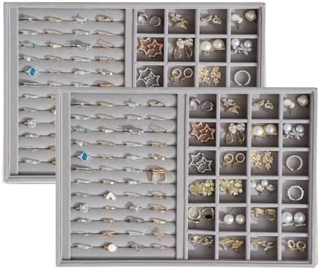 Large Velvet Jewelry Tray Display Drawer Inserts 2 Pack by Unknown