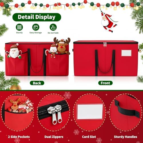 Christmas Ornament Storage Box, 8 Individual Trays with Handles, Red - Image 3