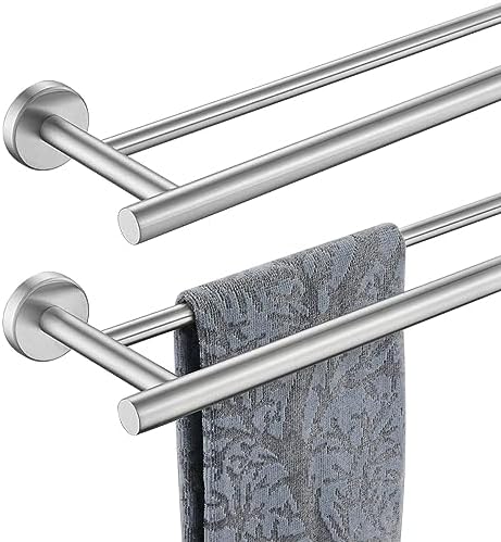 JQK Double Bath Towel Bar, 33 Inch 304 Stainless Steel Thicken 0.8mm Towel Rack for Bathroom, Brushed Finished Wall Mount, 30 Inch Useable Length 2 Pack, TB100L30-BN-P2 by Homeimprovement