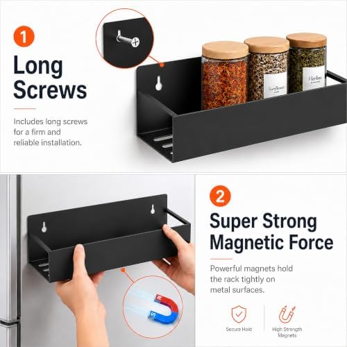 SMRCAD 6 Pack Metal Magnetic Spice Rack for fridge, Heavy Duty - Image 3