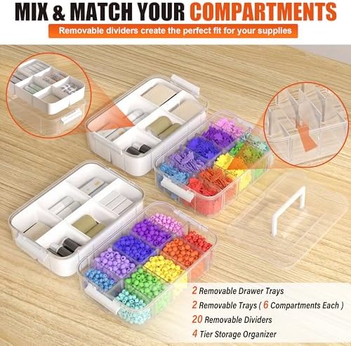 CraftGenes Craft Storage Organizer, 4-Tier Box with 20 Dividers - Image 4