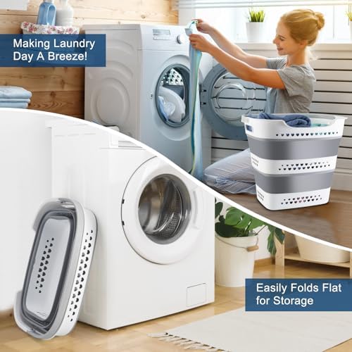 Collapsible Laundry Baskets 42L 2 Pack Pop Up Clothes Hamper for Laundry - Image 2