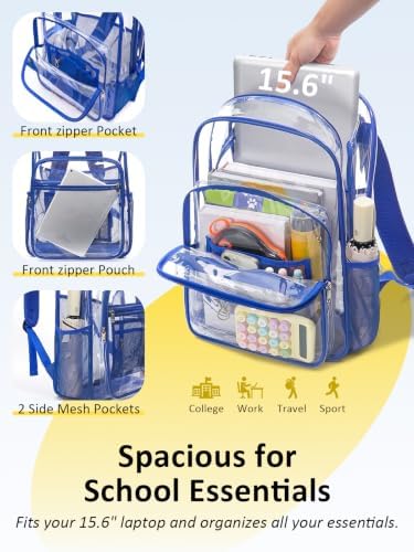 Heavy Duty Clear Backpack With TSA Lock, 18 Inch Large Clear Bookbag - Image 4