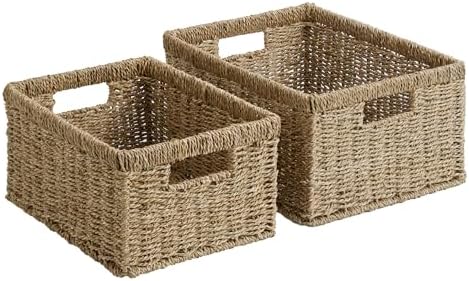 StorageWorks Wicker Storage Baskets, Natural Seagrass Storage Basket, 2Pack by StorageWorks