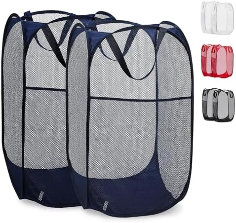 Handy Laundry Collapsible Mesh Laundry Hamper 2-Pack, Blue by Handy+Laundry