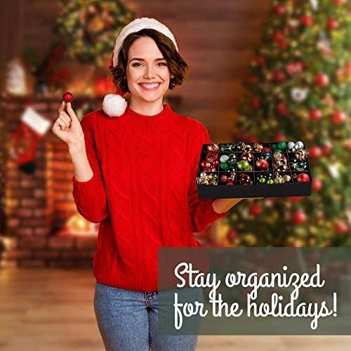HOLDN’ STORAGE Christmas Ornament Storage Box with Dividers, Holds 72 Ornaments (3 Inch), Large Ball Storage Container with 3 Removable Trays, Durable and Portable - Gray - Image 2