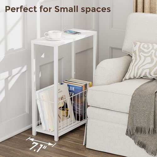 Homleke Narrow Side Table with Magazine Holder, Skinny End Table - Image 5