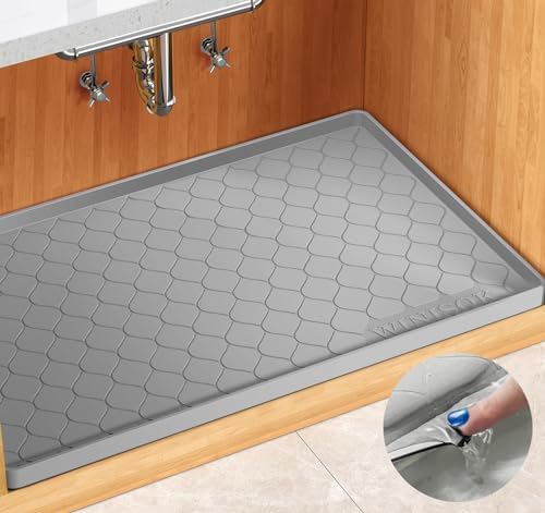 Winisok Waterproof Under Sink Mat 28" x 22", Silicone Mat, Light Gray by Winisok