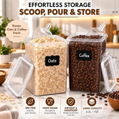 2 PC [7 Qt/ 6.5L/ 220 Oz] Large Flour Storage Containers with Airtight Lids - Image 4