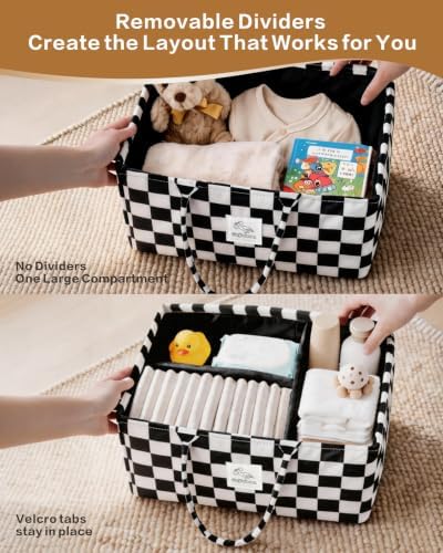 Diaper Caddy Organizer – Nursery Storage Basket (Checkerboard) - Image 5