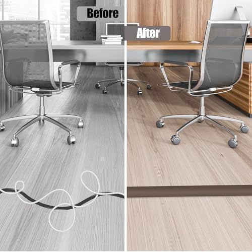 Floor Cord Cover Cable Cavity Self Adhesive Cord Hider Floor Floor Cable Management Power Cord Protector Floor Electric Cord Covers for Offices, Gym, Exhibitions (CoffeeBrown, 2.36" x 10') - Image 5