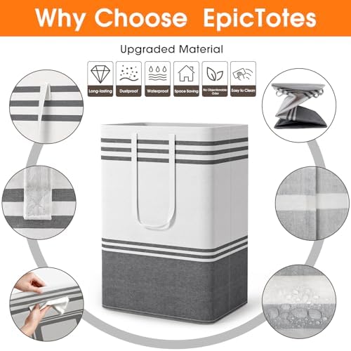 4 Pack Large Laundry Baskets, Laundry Hampers, Freestanding Waterproof Collapsible Clothes Bag with Extended & Reinforced Handles - Clothes Basket for Dorm, Bathroom, Home (75L) - Image 4
