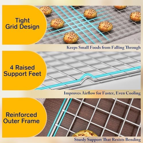 2 PCS Cooling Racks for Cooking and Baking, 10" x 16", Silver - Image 3