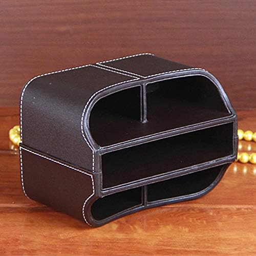 PU Leather Remote Control Holder 360 Degree Spinning Desk Organizer Storage Box for Remote Caddy,TV Guide, Mail, Electronics, Pen,Stationery and Media Storage (Brown) - Image 5