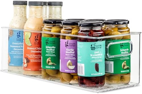 Plastic Food Storage Clear Container Bin with Handles for Organizing Kitchen, Pantry, Fridge, Freezer, Pantry,Bathroom. 16"x6"x5" by primebox