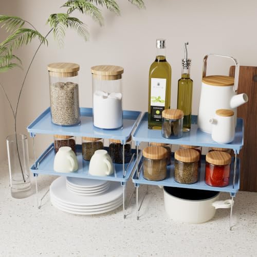 STARLATTA 2 Pcs Blue Countertop Cabinet Organizer Shelf - Image 2