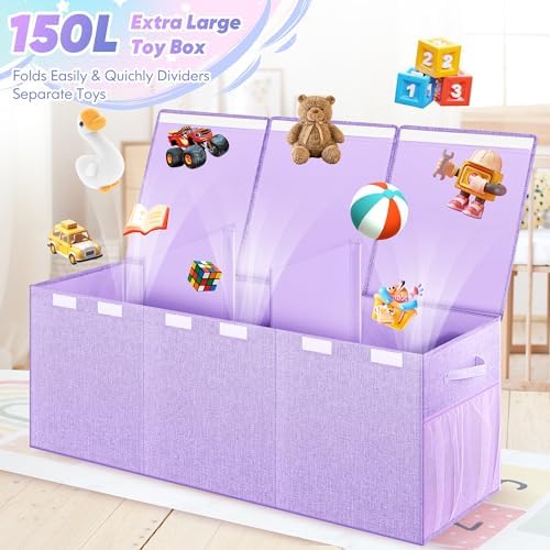 Extra Large Toy Box, Collapsible Toy Storage Organizer, 40"x16"x16", Purple - Image 2