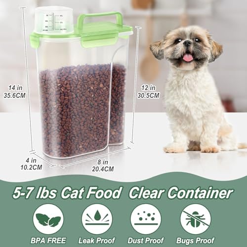 LEAWALK Cat Dog Pet Food Storage Container 5-7Lbs BPA-free-Clear Green - Image 2