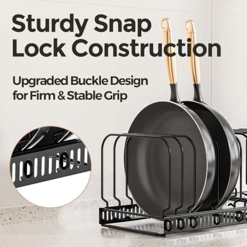 MUDEELA Expandable Cutting Board Organizer Pot Lids Rack 15 Dividers 1-Pack - Image 5
