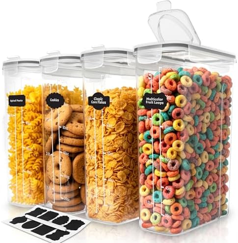 Utopia Kitchen Cereal Containers Storage Set with Lids, 4 Pack, 4L, Clear by UTOPIAKITCHEN
