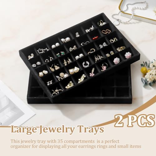 Large Velvet Jewelry Tray Display Drawer Inserts 2 Pack - Image 2