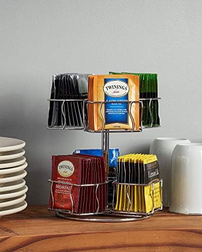 Nifty Tea Bag Spinning Carousel – 6 Compartments, Up to 60 Tea Bags Storage, Spins 360-Degrees, Lazy Susan Platform, Modern Chrome Design, Home or Office Kitchen Counter Organizer - Image 6