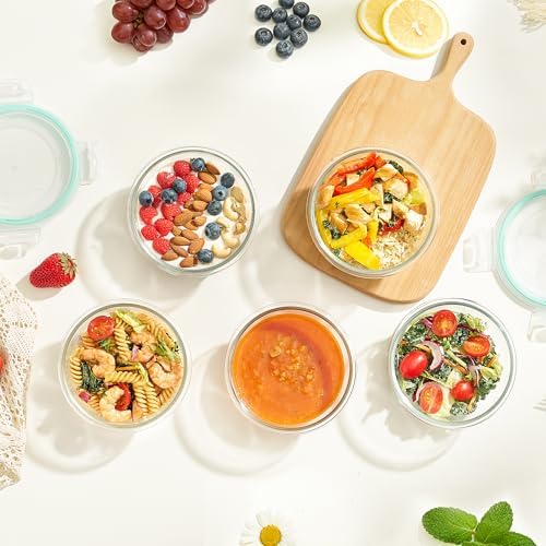 Vtopmart 5Pack 22oz Glass Storage Containers with Lids, Green, Round - Image 5