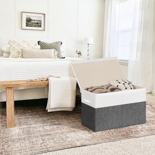 INDRESSME 85L Large Toy Storage Box with Lid & Dividers, Grey & White - Image 5
