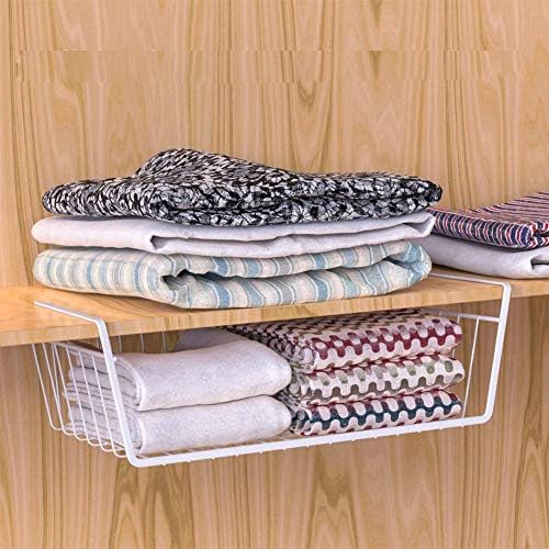 Modern Home Under Shelf Wire Storage Baskets – Hanging Organizer Rack for Cabinet, Pantry, or Closet – White Metal Basket for Kitchen, Towels, or Office – No Tools Required (15") - Image 5