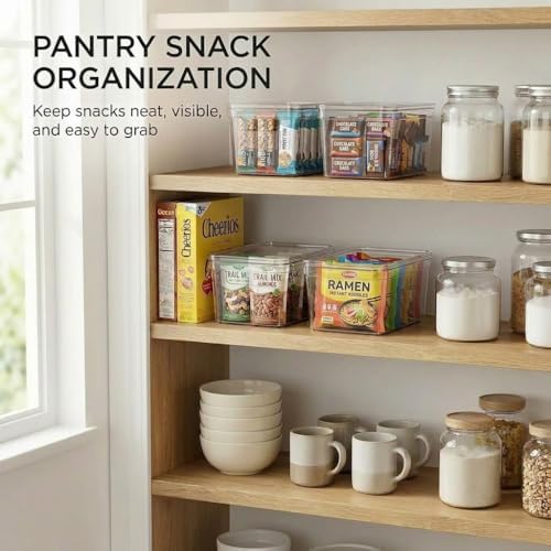 MOONEDGE 8-Pack 10x6x5 Stackable Small Clear Storage Bins with Lids - Image 5