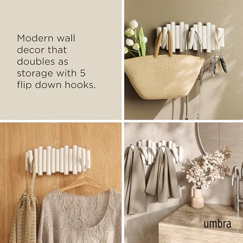 UMBRA Picket Rail Wall Stylish and Functional Hook with Five Hoops (White) (Pack of 3) - Image 4
